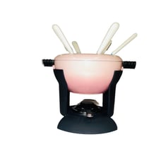 Very Rare Pink Le Creuset Cast Iron Fondue Pot Set