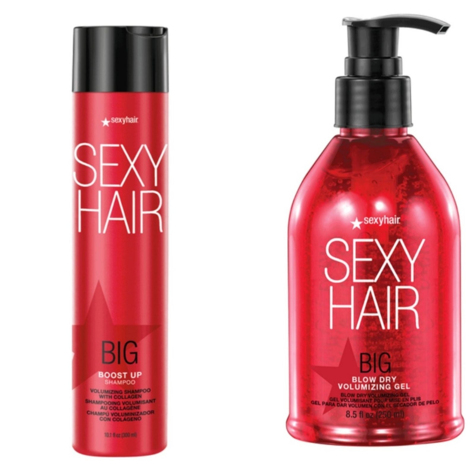 Sexy Hair Big Shampoo with collagen & Volumizing blow dry gel duo