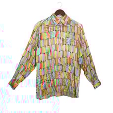 Vintage Genelli 100% Silk Dress Shirt Multi-Color Block- Men’s Size Small
