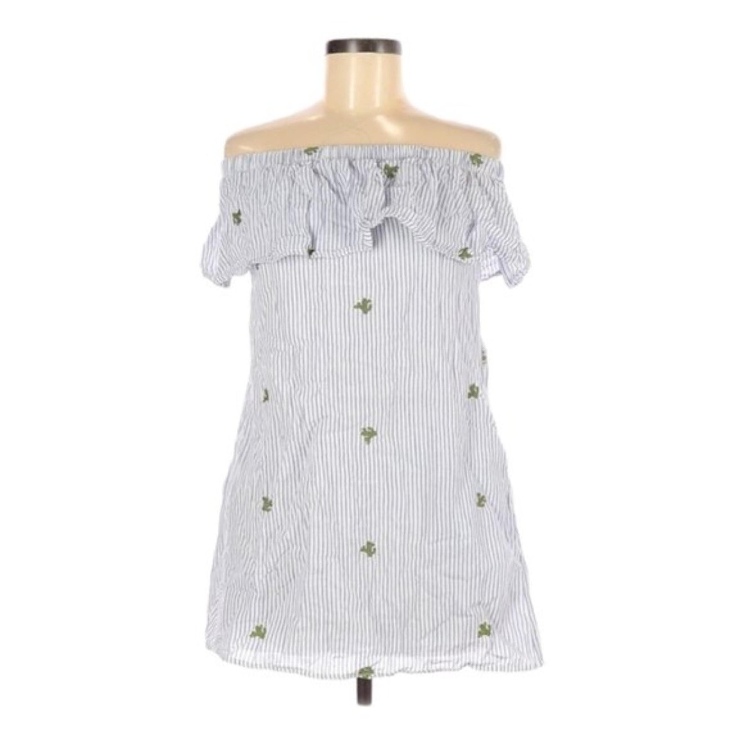 Lulu's PPLA Clothing Off The Shoulder Dress Size S Striped Cactus Print Pockets