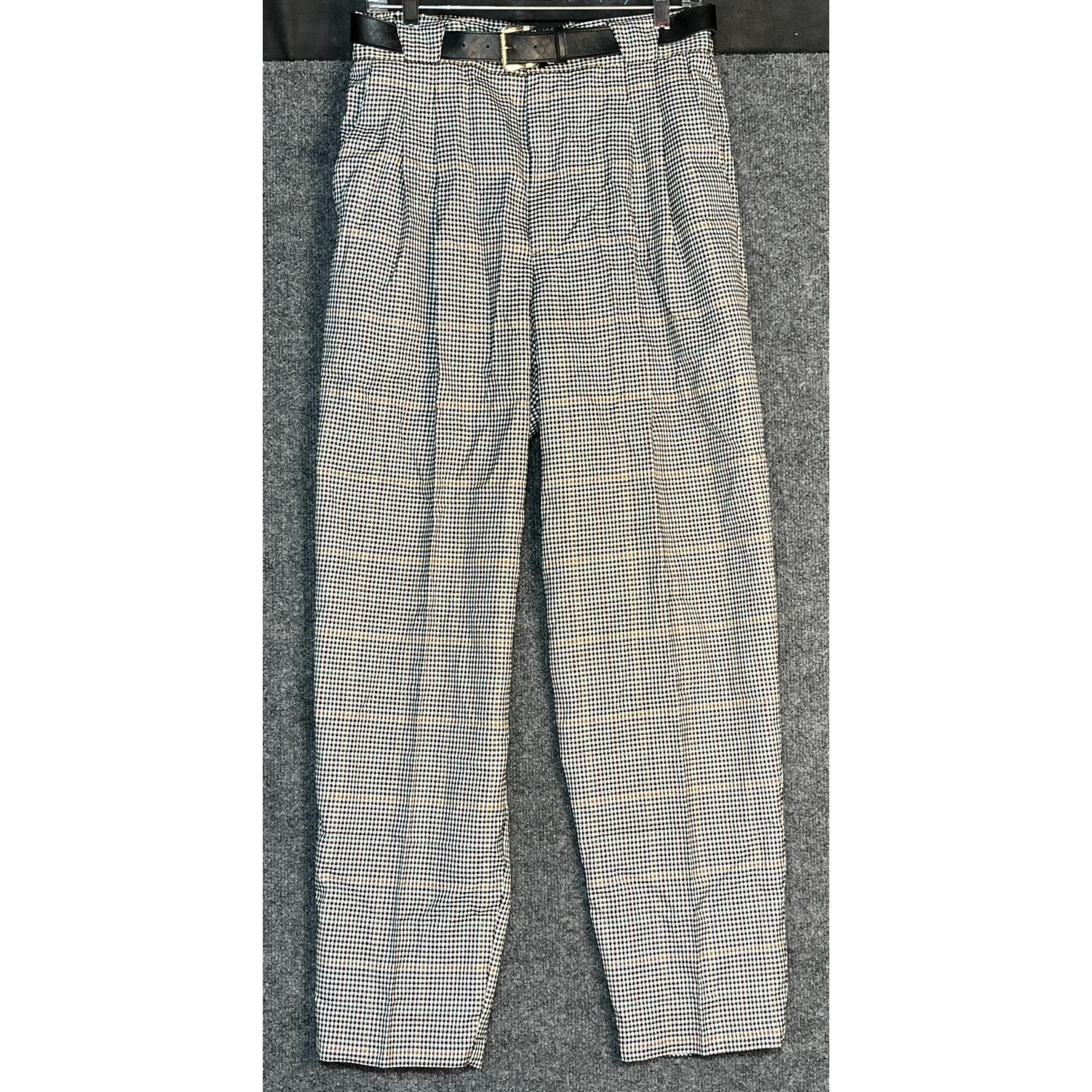 Vintage Fundamental Things Pants Checked High Rise Baggy Leg Belt Womens Size 14