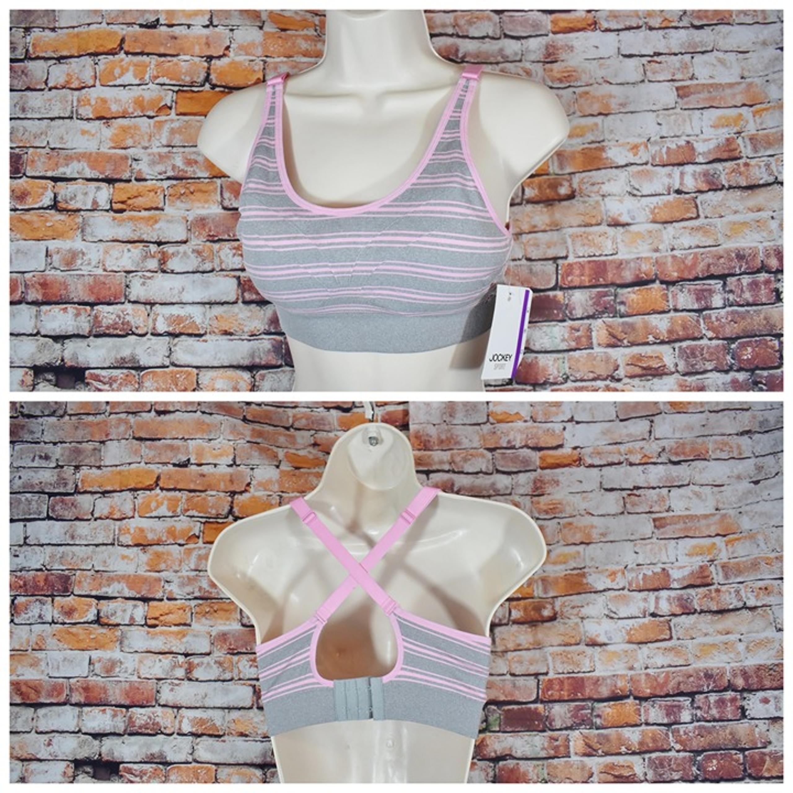 Jockey Small Sports Bra Pink Grey Removable Cups Seam Free Wicking NWT