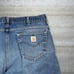 Vintage Carhartt Jeans Baggy Wide Leg Fit Medium Wash Denim Union Made USA 90s
