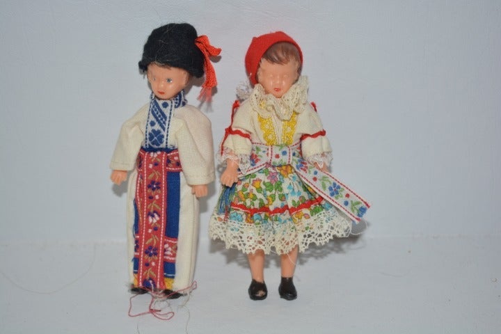 vintage Pair of Small Czech Rubber Dolls