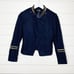H&M Military Wool Blend Asymmetrical Zip Blazer Jacket Navy Gold Size 6