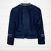 H&M Military Wool Blend Asymmetrical Zip Blazer Jacket Navy Gold Size 6