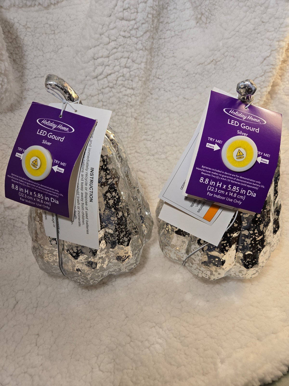 Pair of Acrylic Silver Pears with Illuminated Led fairy lights by Holiday Homes