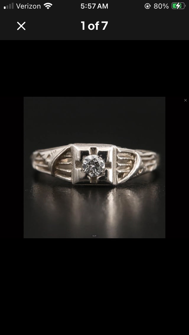 Art deco 14k 0.10CT diamond ring