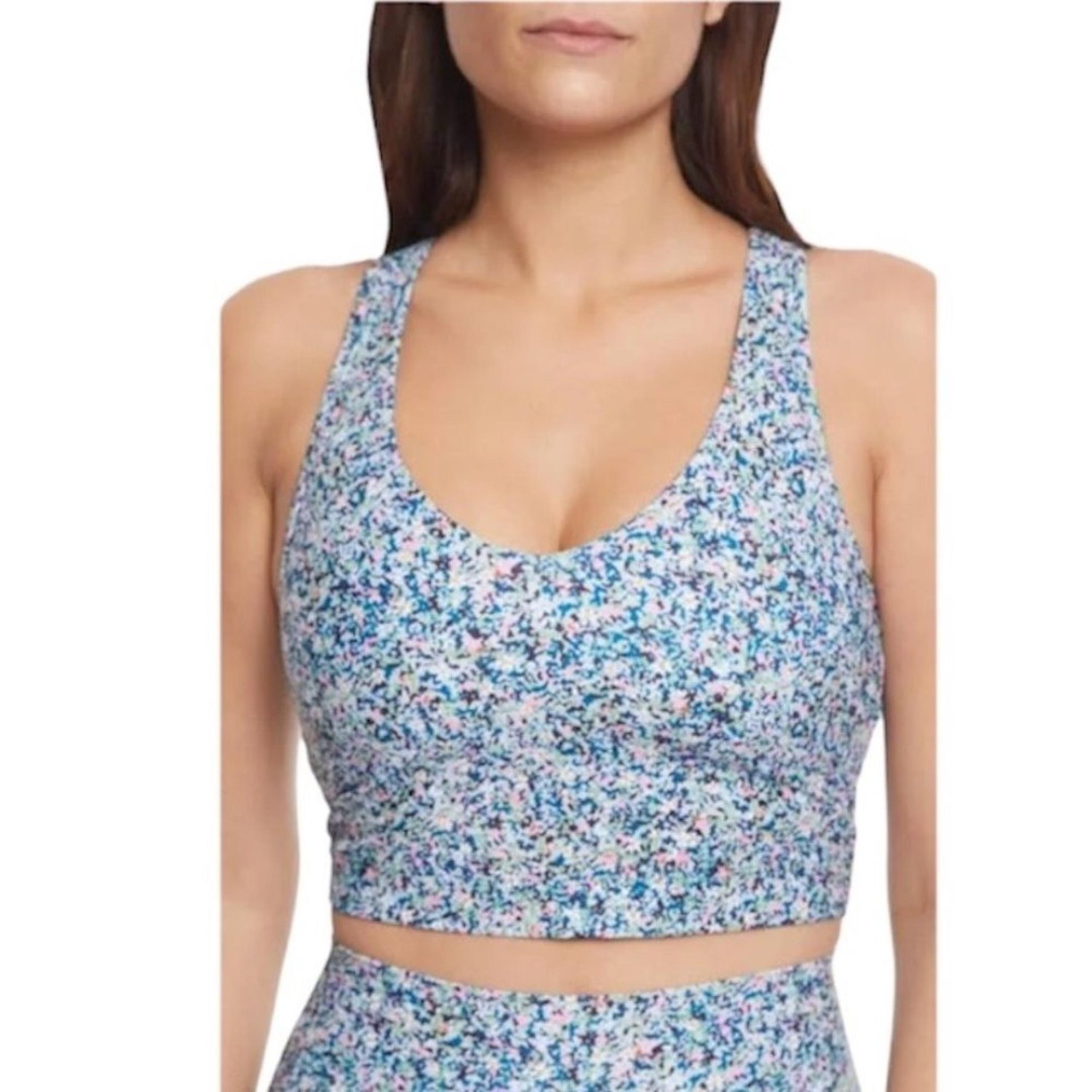 Sage Collective V Neck Keyhole Racerback Longline Bralette Multi Floral Print