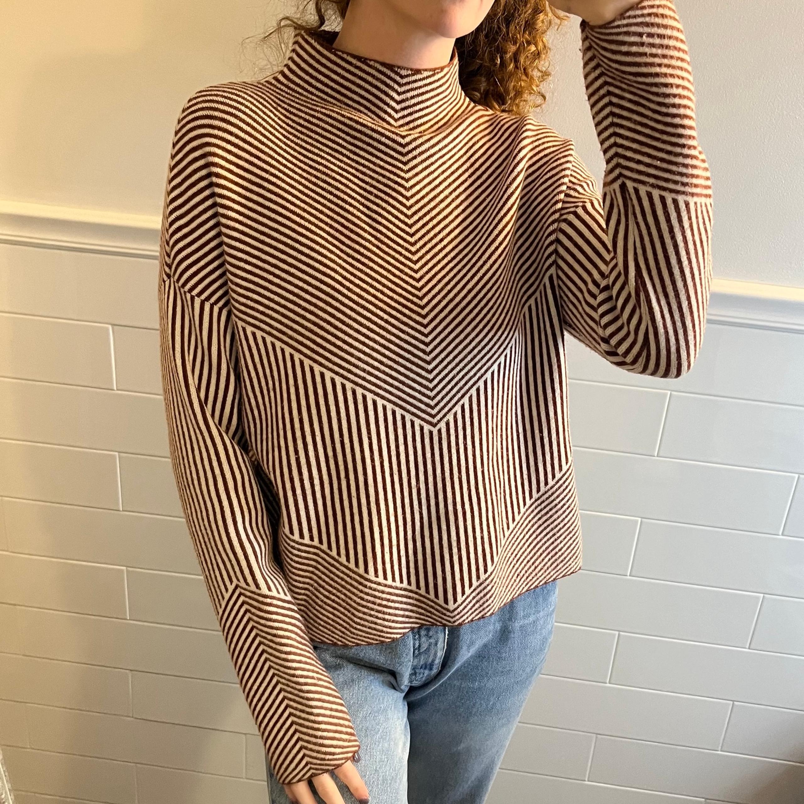 Cynthia Rowley Chevron Mock Neck Sweater