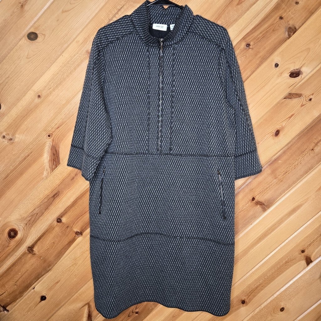 Per Se by Carlisle Womens Black Scuba Dress Athleisure Midi Sz 14 3/4 Sleeve