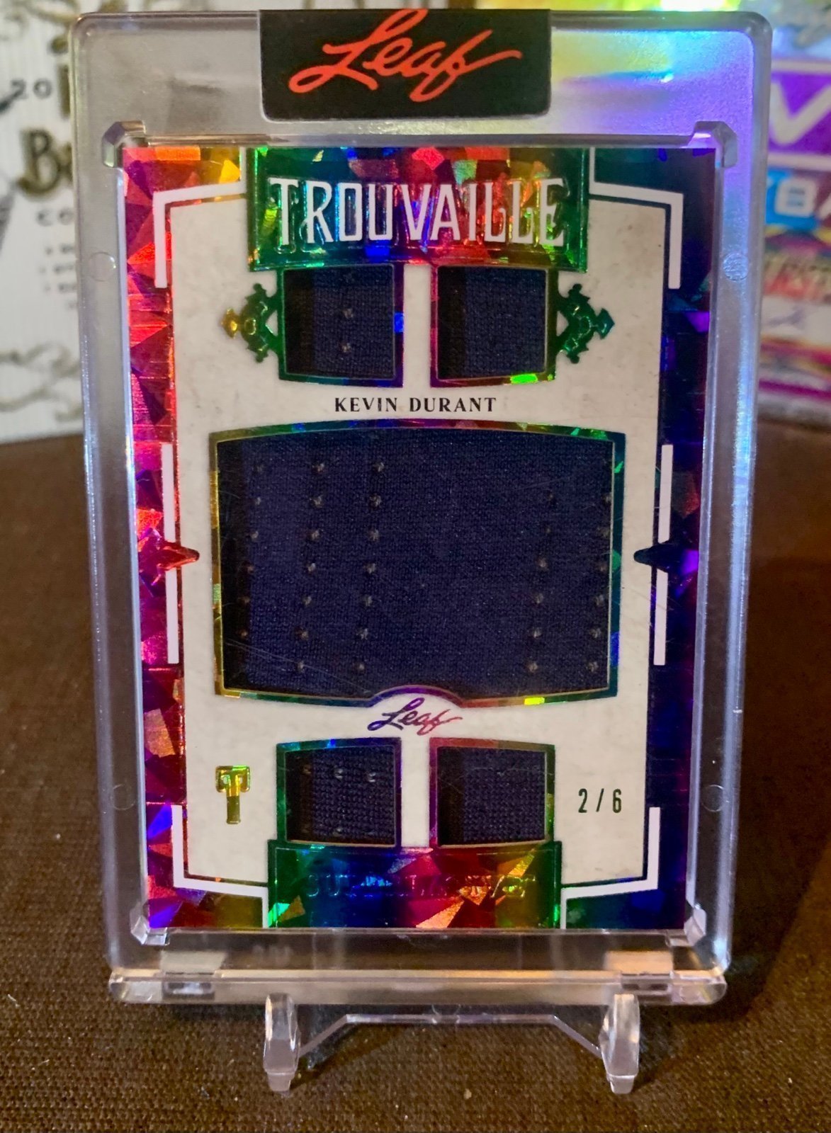 2023 Kevin Durant, jumbo jersey 4 swatch Card leaf art of sport # 2/6 Ssp