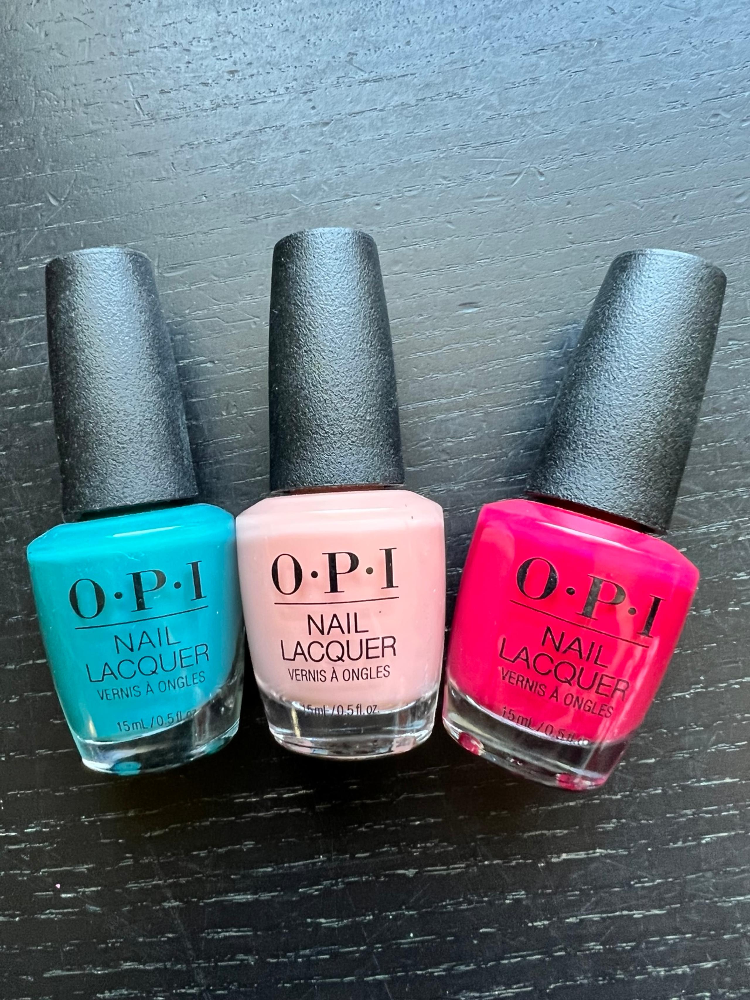 O.P.I NAIL LACQUER Nail Polish Bundle 3 Colors almost new Pink Red & Blue