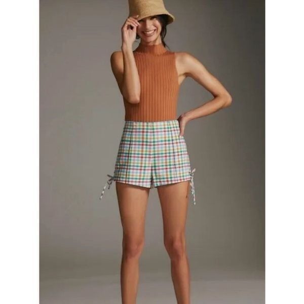 Anthropologie x Maeve Gingham Micro Mini Shorts Size 12 Maeve Gingham Micro Min