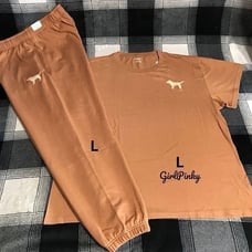 VS PINK CAMPUS SWEATPANTS & CAMPUS TEE IN TOFFEE LIMITED EDITION SIZE LARGE