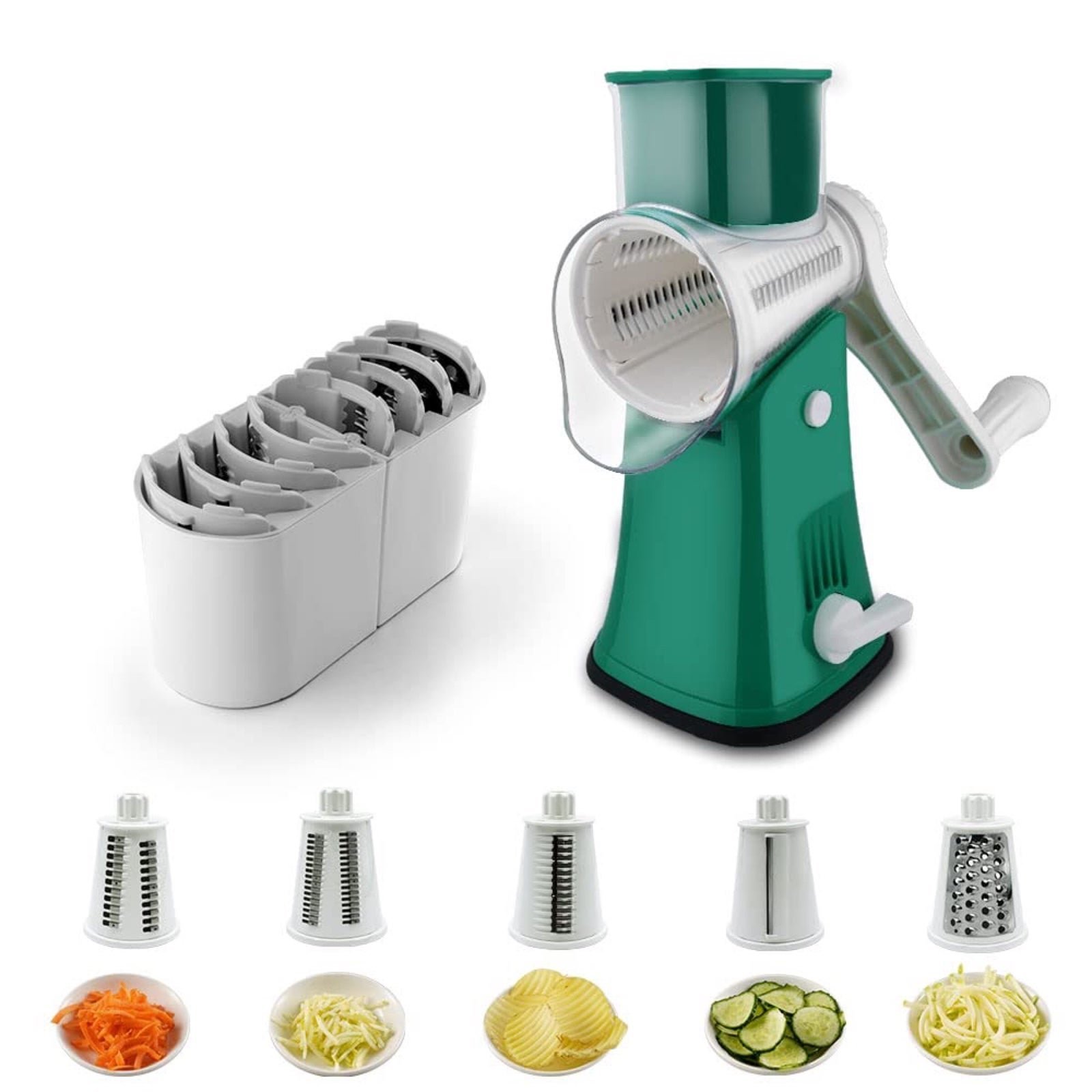 5 in 1 Rotary Cheese Grater w/ Handle Shredder Food Vegetable Grader Hand Crank