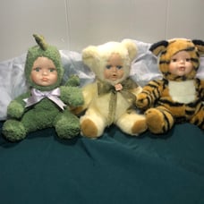 Vintage lot 3 babydoll porcelain plush babies in the wild