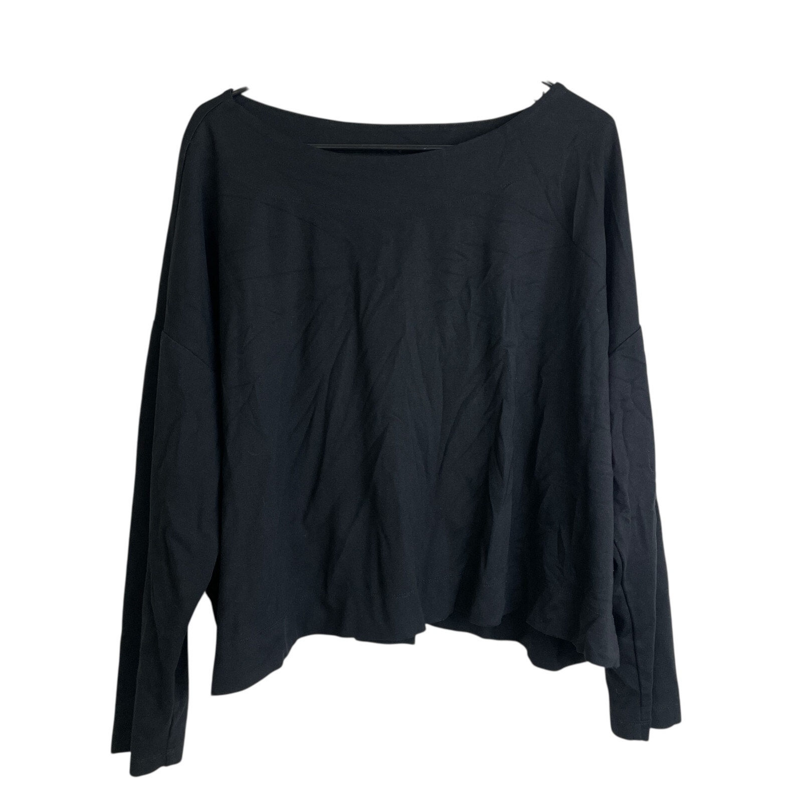 Bryn Walker Black Long Sleeve Top Black 2XL Plus Boxy Button Back Modal Blend