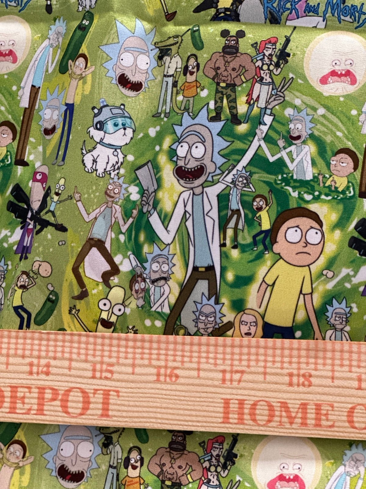 Rare super fun Rick and Morty fabric 2 yards vivid!