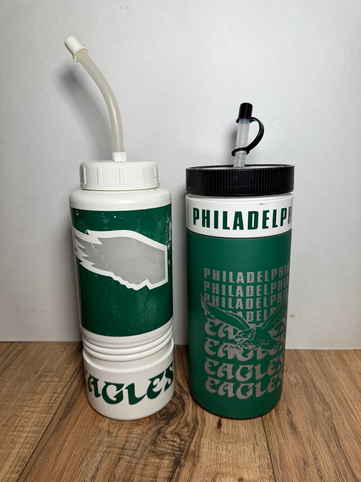 Vintage 80s 90s Philadelphia Eagles Water Bottle Kelly Green Lot Of 2