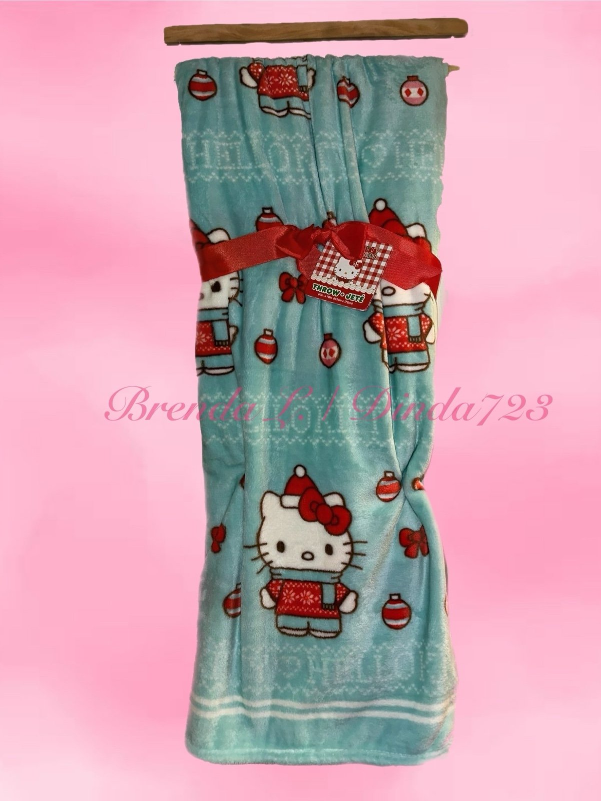 Hello Kitty Teal Christmas Blanket
