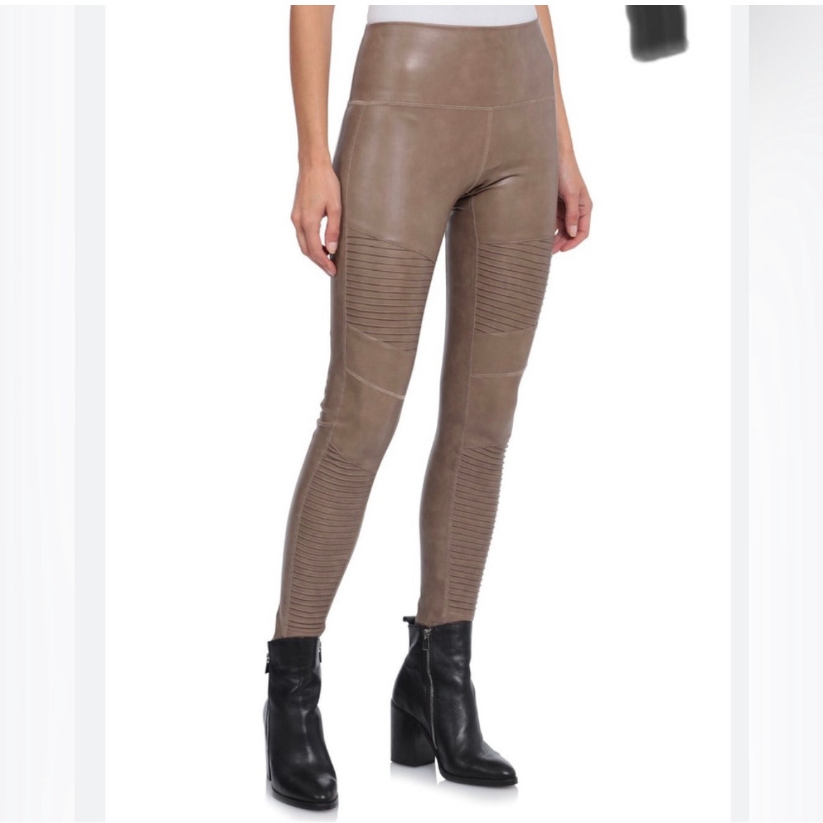 NWT 7 For All Mankind Tan Faux Leather Moto Pants Size Large