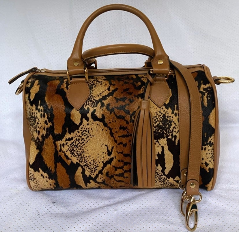Clever Carriage Company pony hair satchel