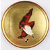 VINTAGE Plastic Enamel ASIAN Red Black Gold Bird Plate Rimmed JAPAN 8.5 Painted