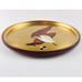VINTAGE Plastic Enamel ASIAN Red Black Gold Bird Plate Rimmed JAPAN 8.5 Painted