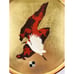VINTAGE Plastic Enamel ASIAN Red Black Gold Bird Plate Rimmed JAPAN 8.5 Painted