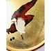 VINTAGE Plastic Enamel ASIAN Red Black Gold Bird Plate Rimmed JAPAN 8.5 Painted
