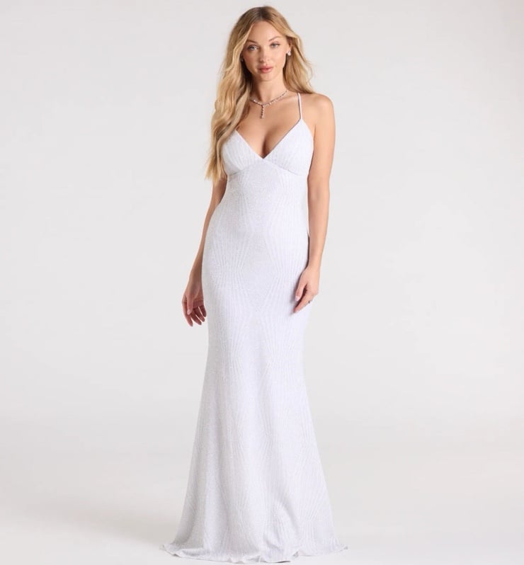 Carina Lace Up Mermaid Glitter Formal Dress