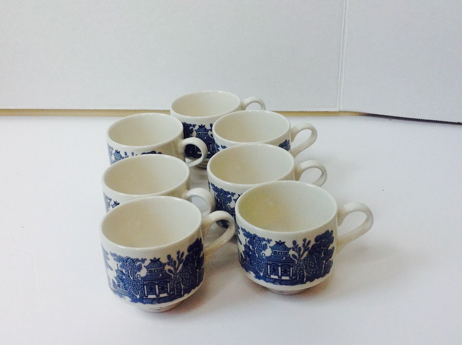 Blue White Willow Teacups England (7)