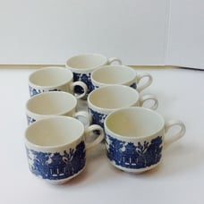 Blue White Willow Teacups England (7)