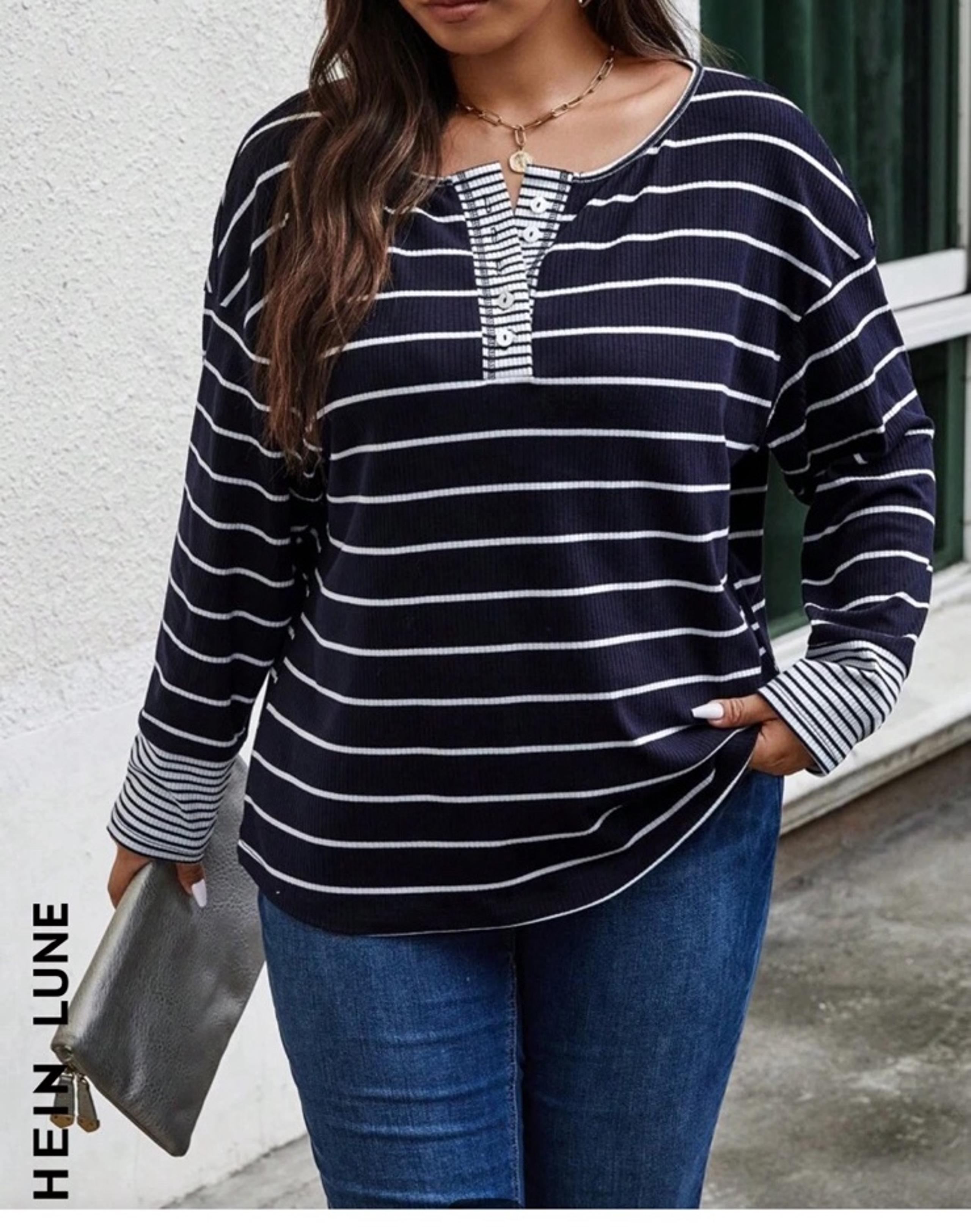 Shein Striped Long Sleeved Knit Top Size 3XL