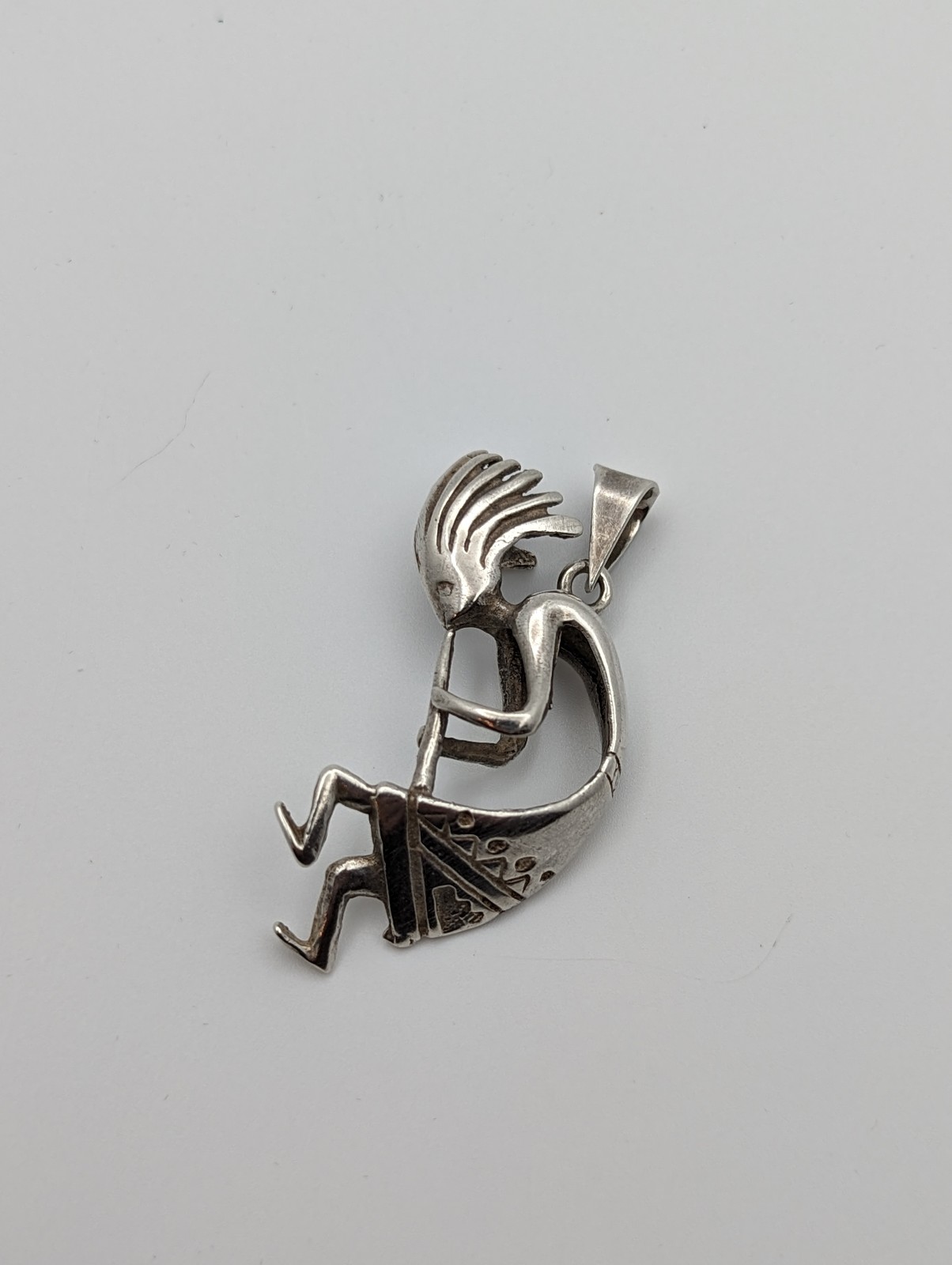 Large Kokopelli Pendant Vintage 925 Silver