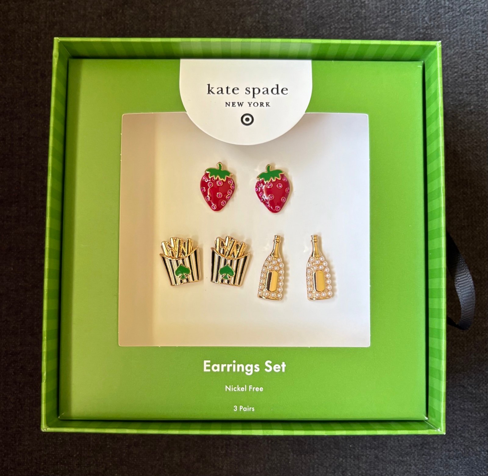 Mixed Novelty Stud Earrings 3pk - kate spade new york x Target Red/Green/Gol