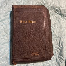 Vintage Holy Bible Hertel Blue Ribbon Cyclopedic Self Pronouncing 1948