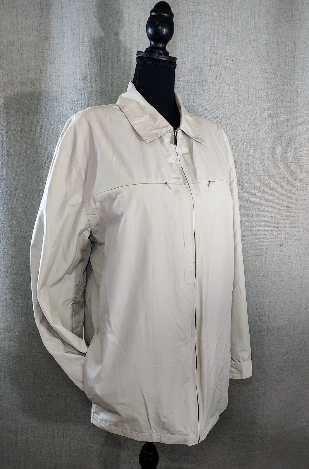 Adult Banana Republic Beige Lg Y2K Trench Windbreaker Mob Wife Zip Jacket Coat