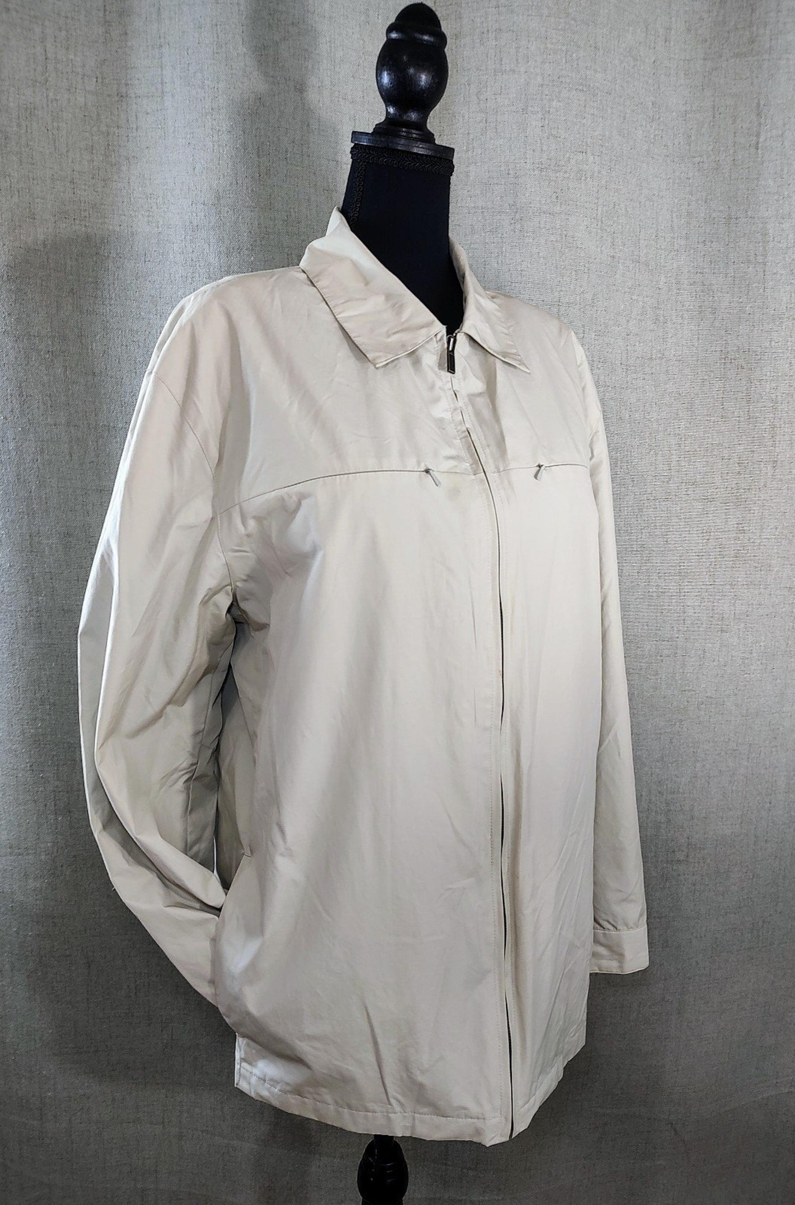 Adult Banana Republic Beige Lg Y2K Trench Windbreaker Mob Wife Zip Jacket Coat