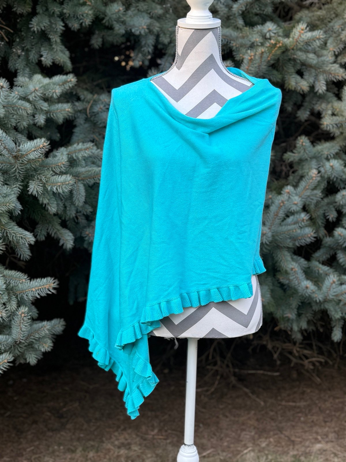 Alashan cotton cashmere ruffle topper poncho sweater