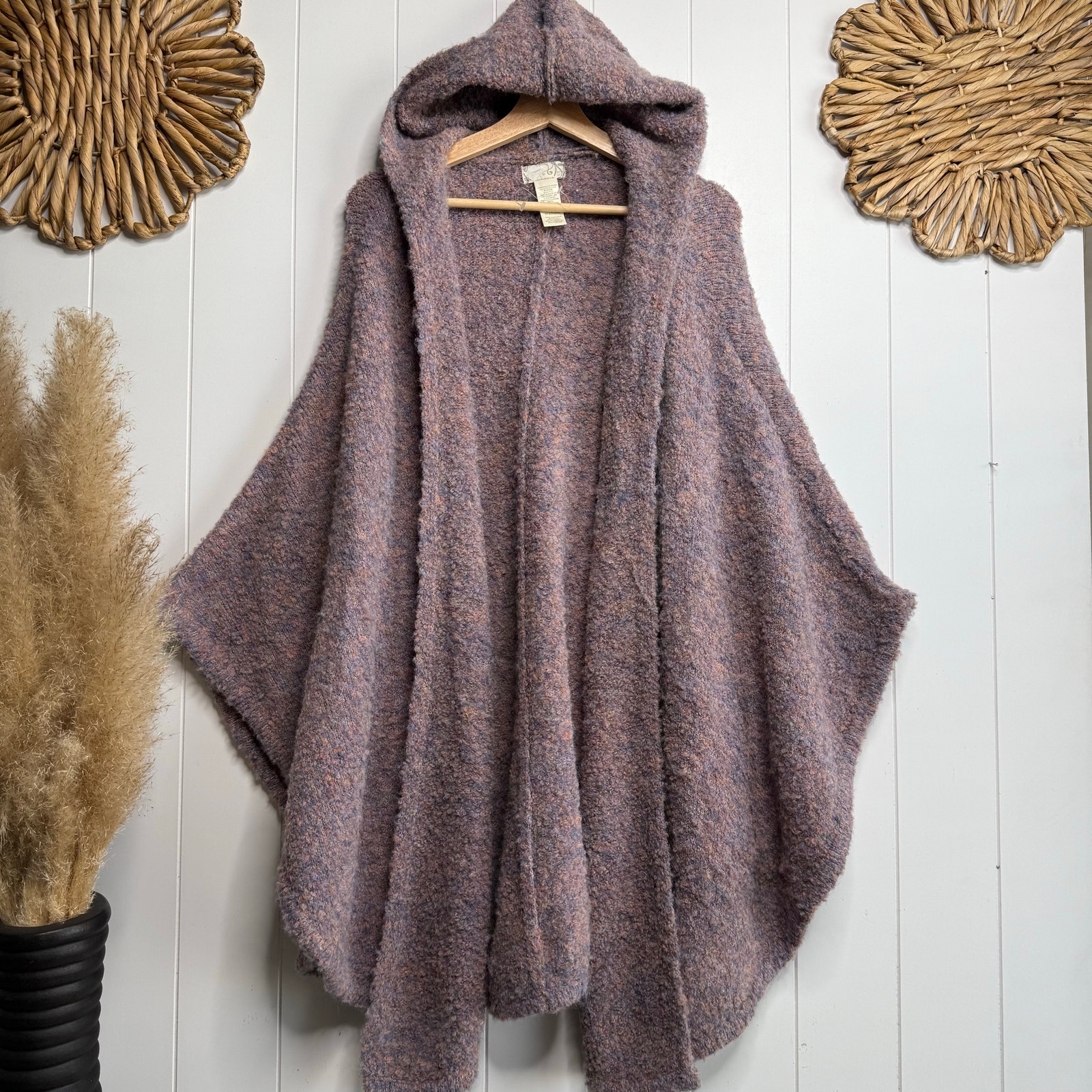 Free People poncho sweater textured wool blend layer open front