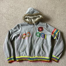 Vintage Y2K Coogi Fur Lined Trim Zip Up Hoodie Grunge Mallgoth Women’s XL