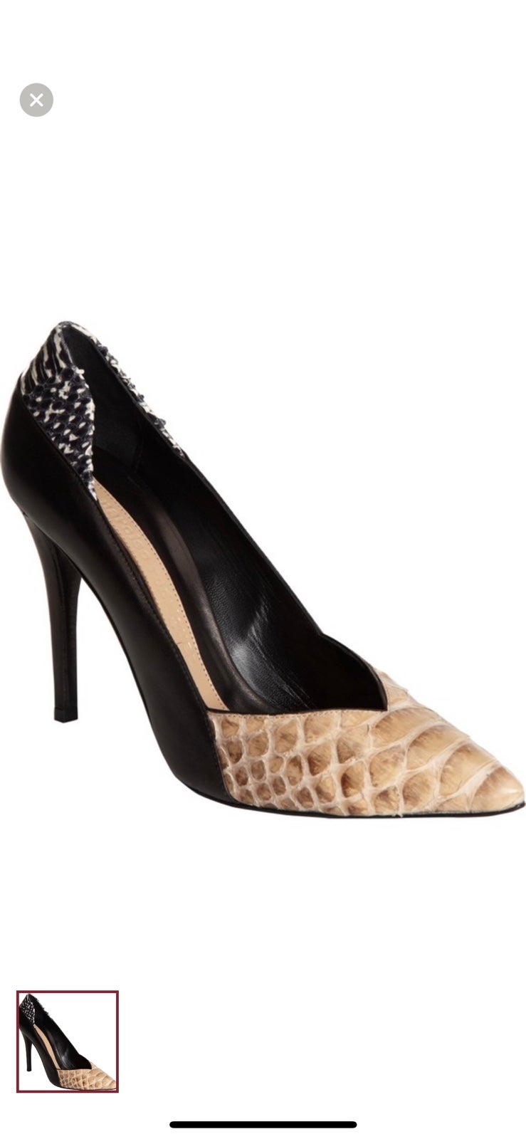 Narciso Rodriguez Tan/Black Python Pointy Tow Pumps Size 39