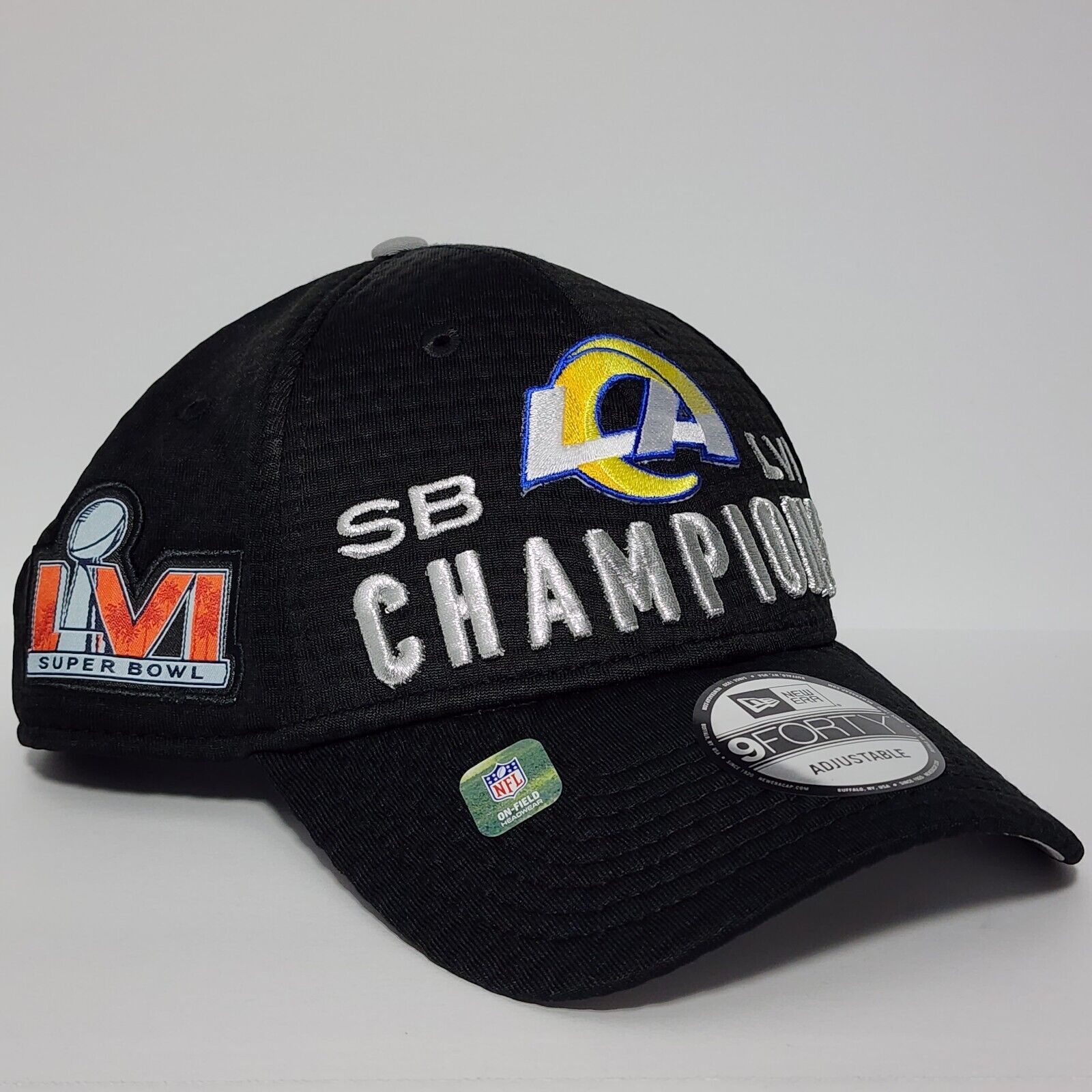 Los Angeles Rams New Era Super Bowl Champions 2022 9FORTY Snapback Hat Cap Black