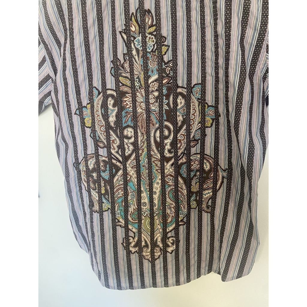 Men's Robert Graham Flip Cuff Button Down Shirt-Size L-Amazing Back Design