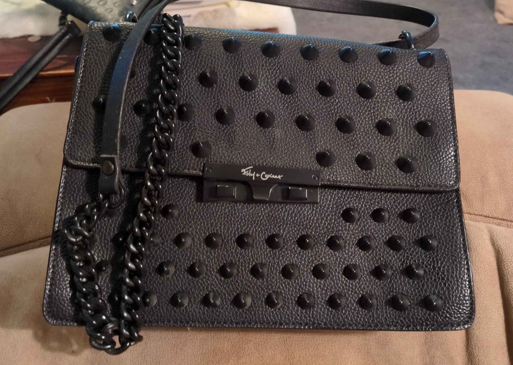 Foley and Corinna Crossbody Black studded