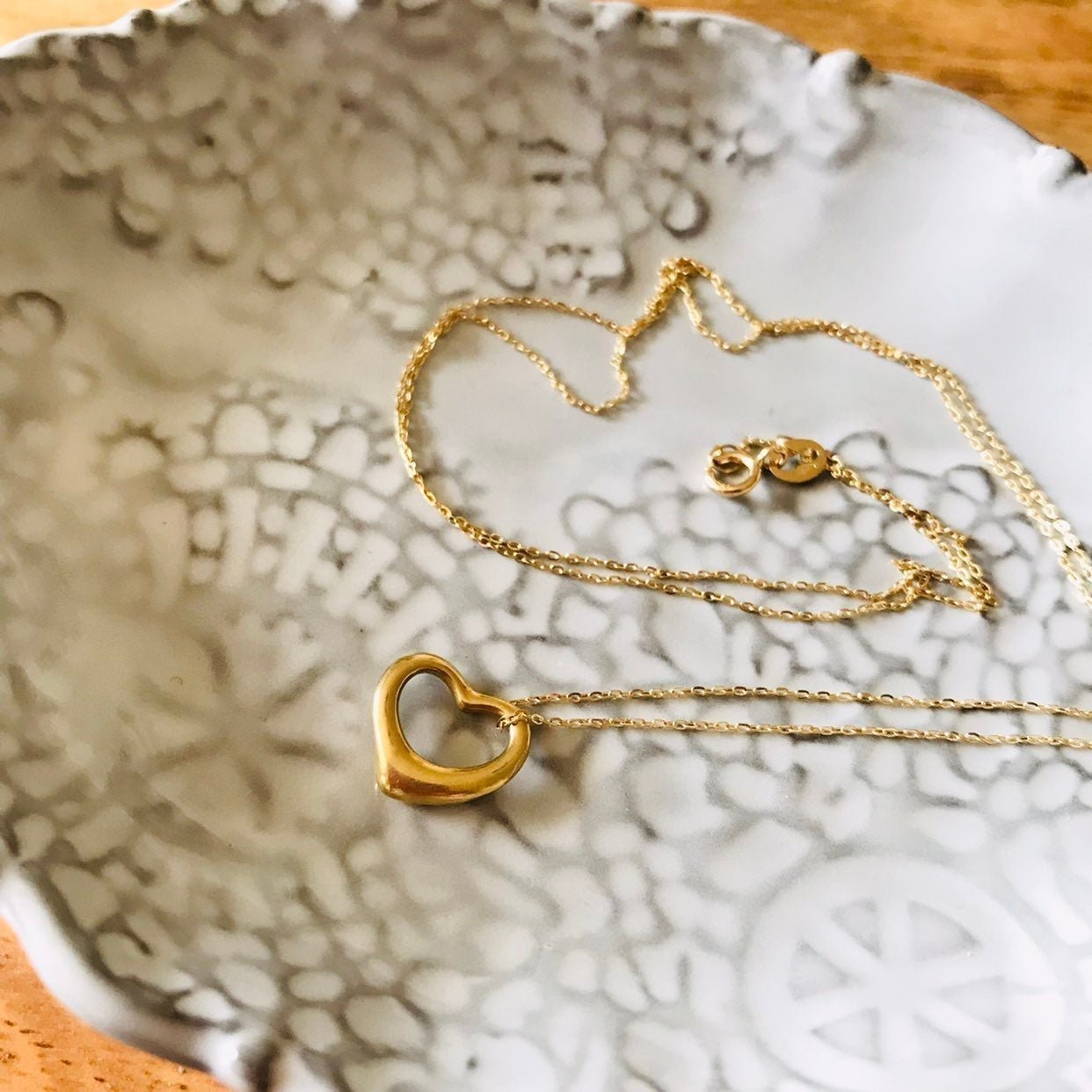 Real Saudi 18k Gold Open Heart Necklace