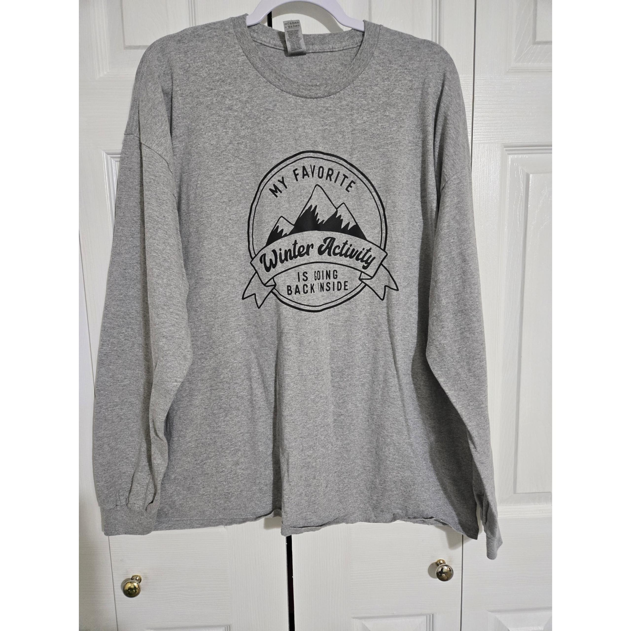 Gildan 2xl women's grey long sleeve printed shirt