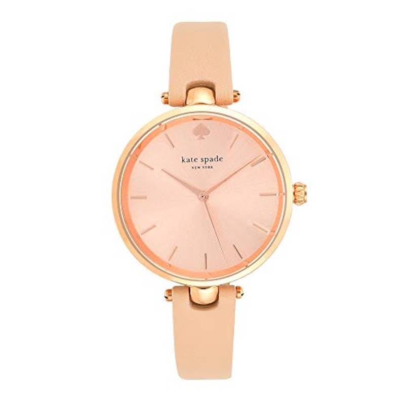 NEW KATE SPADE Holland Rose Dial Beige Leather Watch 1YRU0812